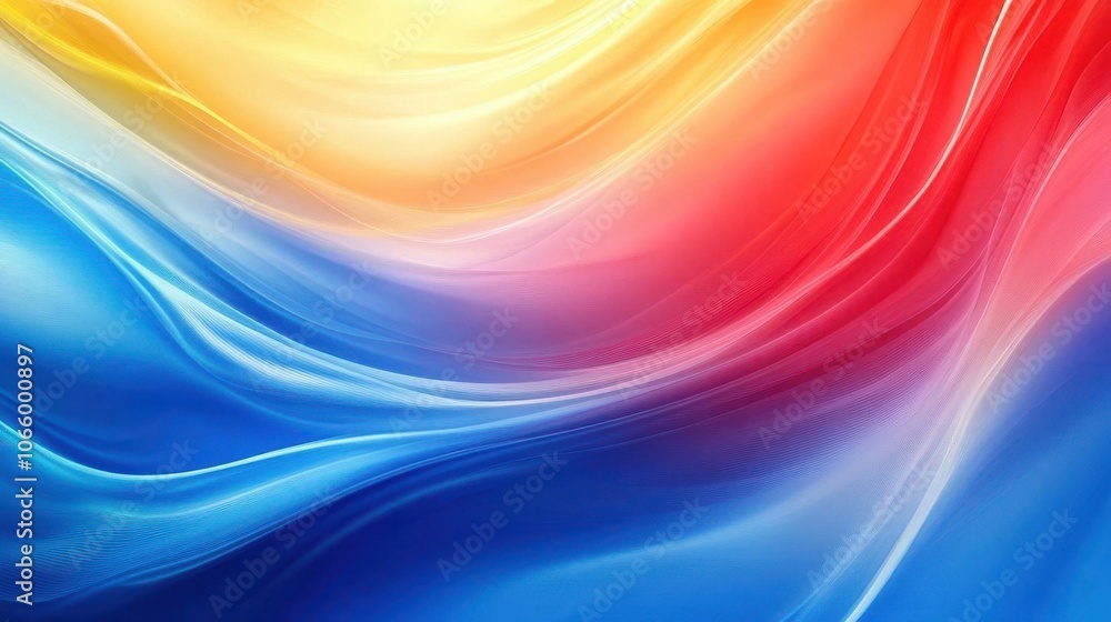 Aufkleber vivid abstract gradient background blending blue, red, and yellow hues, creating a dynamic wave effe