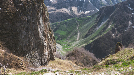 Caucasus mountains in Georgia mount Kazbegi travel hiking scenery
