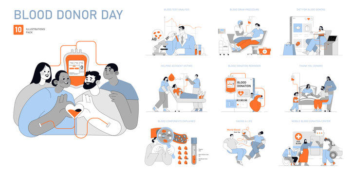 Blood Donor Day. Flat Vector Illustration - Powered by Adobe