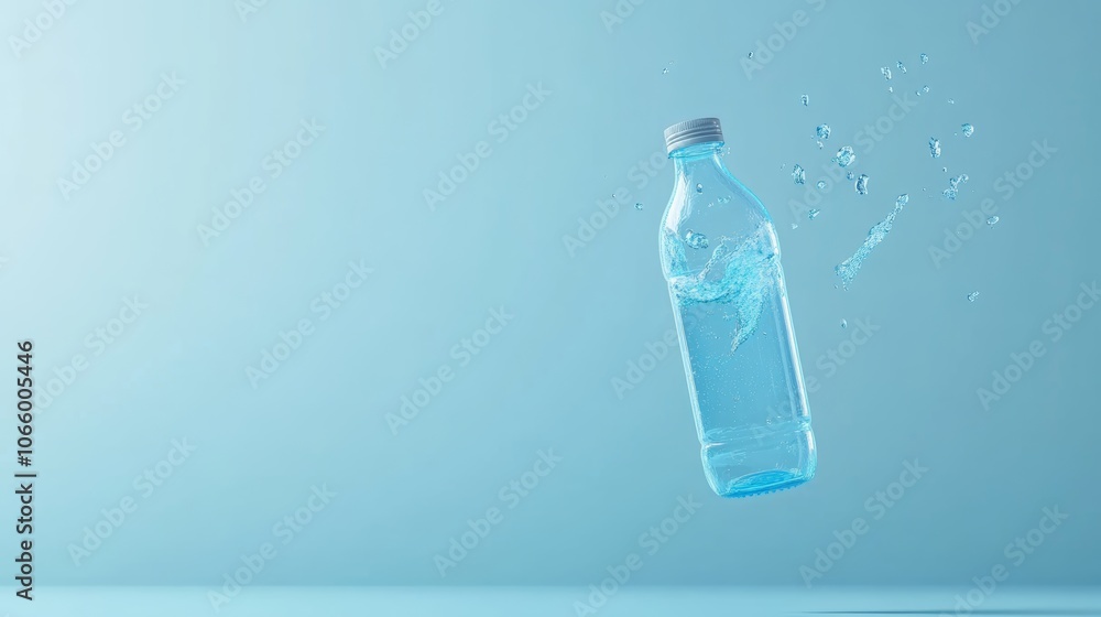Leinwandbilder transparent bottle with refreshing water splashing, creating a dynamic scene against a serene light 
