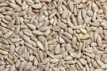 Peeled Sunflower Seeds Background: A Culinary Canvas of Shell-free Sunflower Seeds, Creating a Lively and Textured Background for Gourmet Cooking - Top View, Flat Lay
