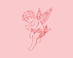 Hand drawn Baby Angel Vector Illustration 
