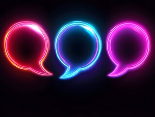 Obraz premium neon speech bubbles on dark background