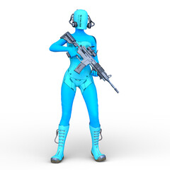 Naklejka premium 女性サイボーグ 3DCGレンダリング