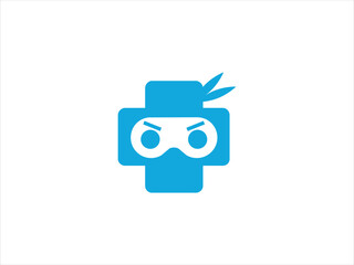 Healthcare Plus Ninja Head Icon with Masked Design © heri