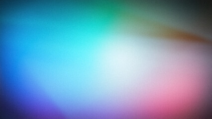 Abstract gradient background blending vibrant blue, green, purple, pink, and white hues with a subtle grainy texture, ideal for 4K wallpapers and modern designs