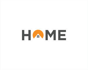 Fototapeta premium Home Logo with sun and House Symbol for Real Estate and Care