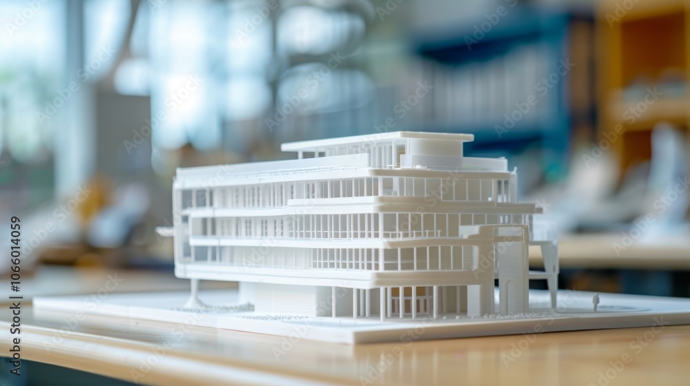 Poster a 3dprinted model of a building created from a bim model being reviewed and approved by all team mem