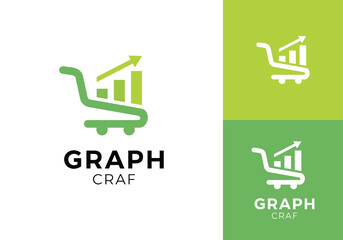 chart with shopping cart logo. finance online shop symbol icon design  © nubikor