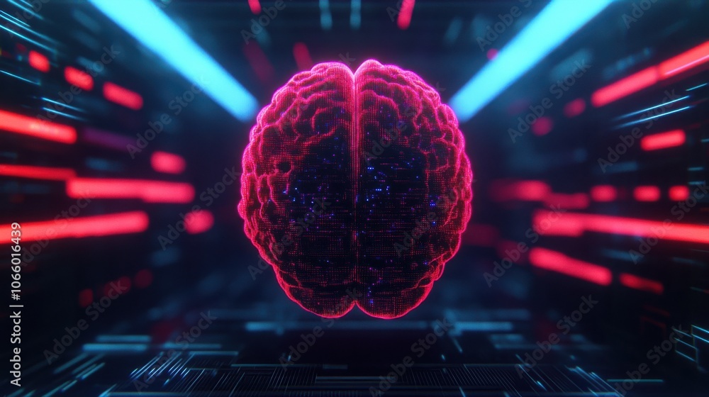 Poster abstract digital brain representation with ai concepts