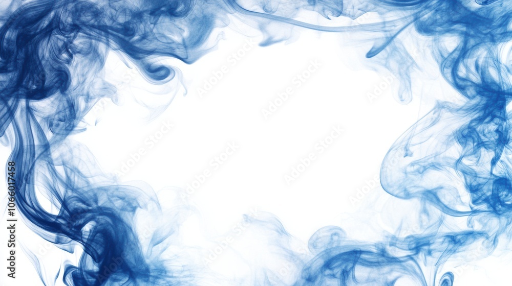 Poster abstract smoke border design featuring delicate wispy clouds, ideal for framing content with a blank