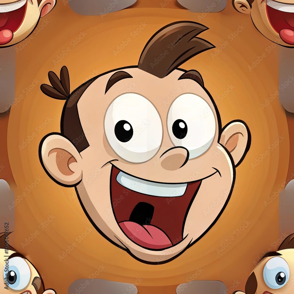 Poster cartoon character with exaggerated expression and lively background design