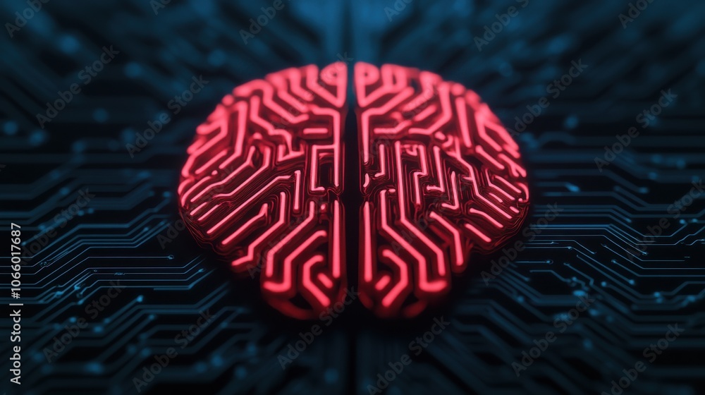 Poster holographic brain with circuit patterns