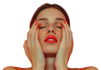 PNG Women hands cupping face woman photography background.