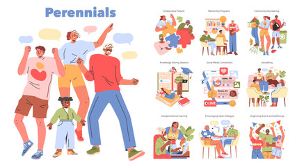Perennials. Flat Vector Illustration
