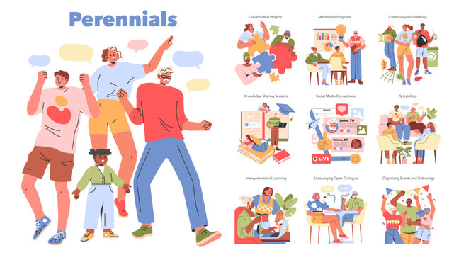 Perennials. Flat Vector Illustration