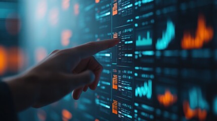 Person Engaging with Holographic Data Interface