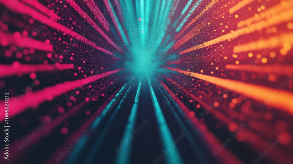 Poster Abstract Cyber Dreamscape with Floating Patterns