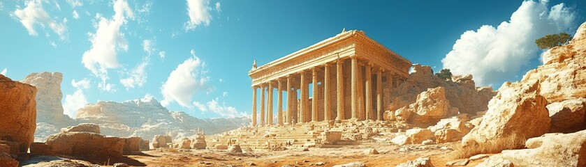 Obraz premium Explore the majestic ruins of ancient architecture under a clear blue sky