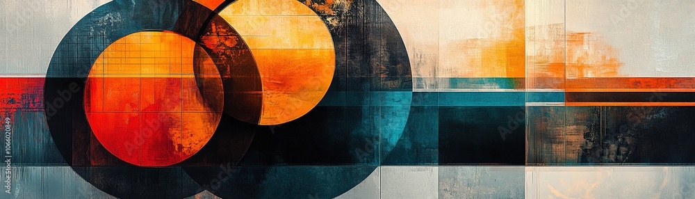 Poster discover the vibrant interaction of shapes and colors in abstract art for modern spaces