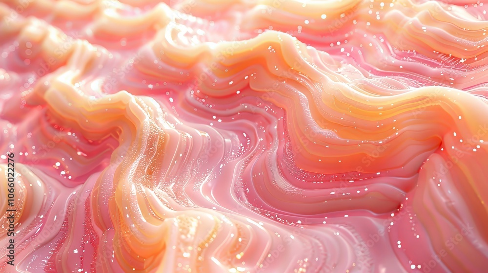 Aufkleber soft, flowing waves of pastel pink and orange blend together, creating a calming abstract pattern. s