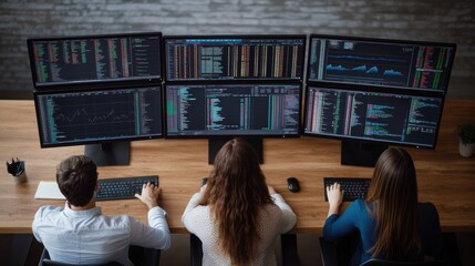 Diverse Team of Analysts Collaborating in Modern Workspace