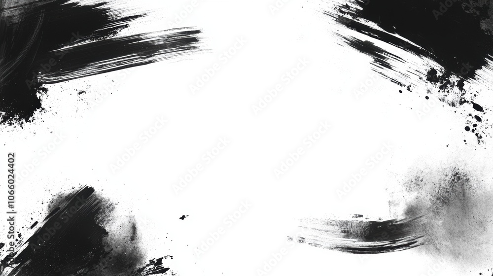 Poster elegant ink brush border with flowing calligraphy strokes, perfect for framing text or enhancing des