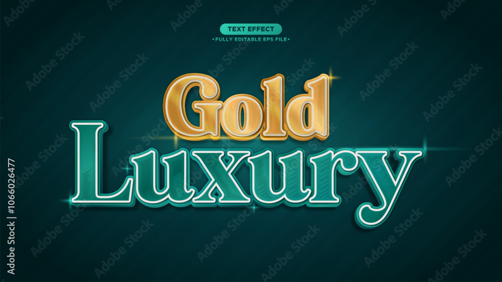 Poster gold and luxury 3d vector text effect with chrome texture