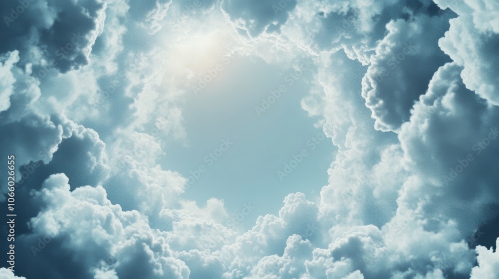 Aufkleber fluffy cloud border design, soft edges, empty center space, ideal for framing text or graphics, vers