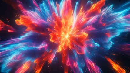Abstract Colorful Explosion with Radiant Lines