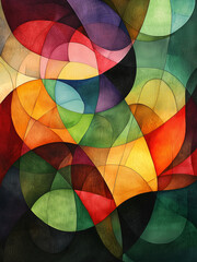 Fototapeta premium Acuarel Abstract - abstract, colorful, modern, design, pattern, shape, art, artistic, background, vibrant, curves, texture, geometric, fluid, bright, composition