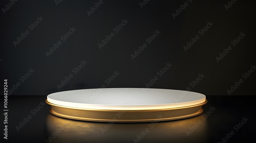 Poster a minimalist display platform with a golden edge, suitable for showcasing products or art.