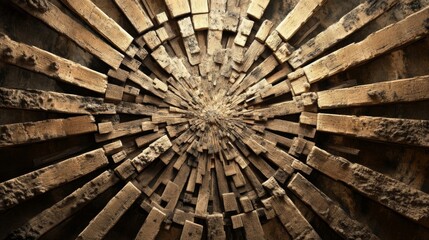 Abstract Wooden Pattern with Radiating Spokes