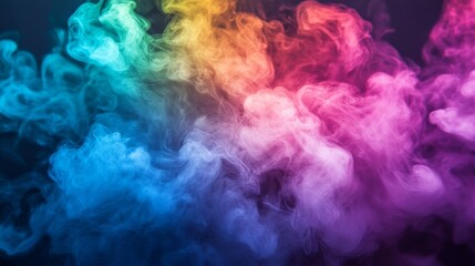 Abstract Colorful Smoke Swirls Against a Black Background