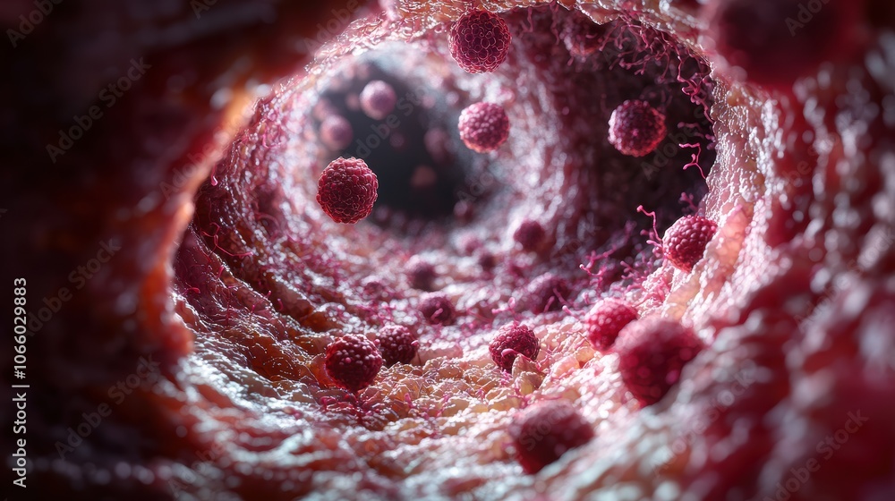 Poster visualizing human fat tissue detailed rendering of adipocytes and their function