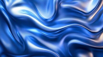 Obraz premium Abstract Blue Wavy Fabric with Metallic Sheen
