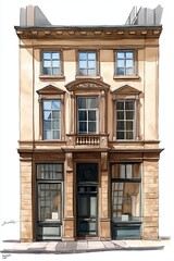 Obraz premium Elegant Classic Building with Symmetrical Facade, Representing Architectural Beauty, Tradition, and Heritage, Generative AI