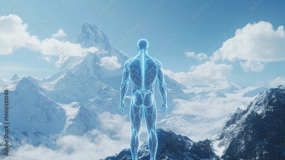 Poster visualizing the immune system's attack on human tissues through digital representation