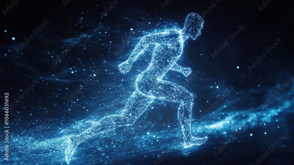 Poster visualizing human blood flow dynamics through digital representation techniques