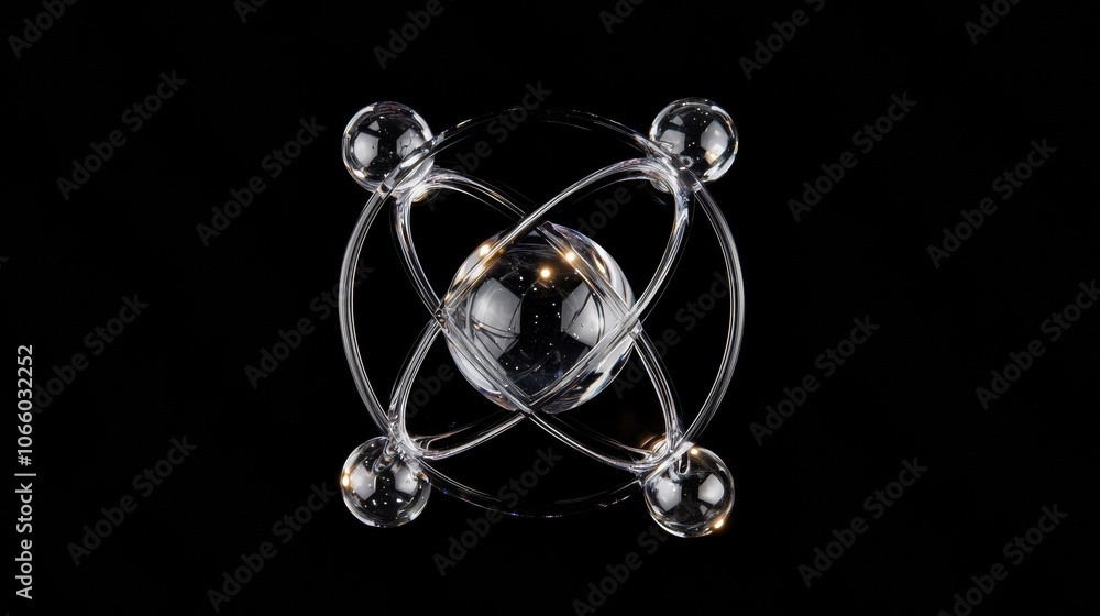 Poster abstract render of molecular structure on black background