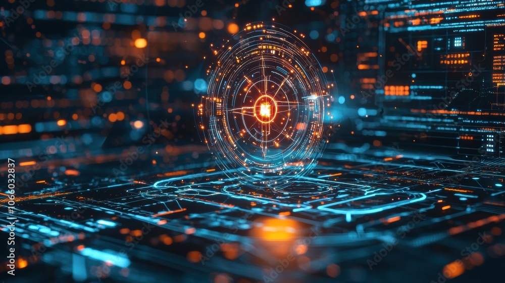 Poster abstract digital technology background with circuits