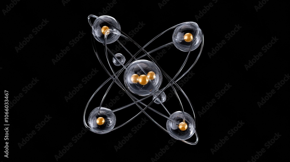 Poster abstract representation of an atom structure