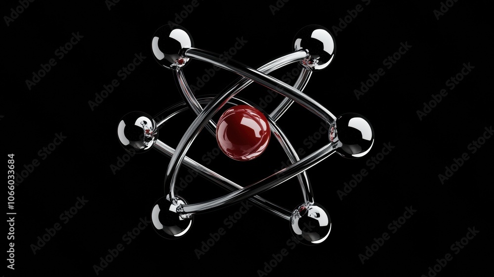 Poster abstract atomic structure on black background