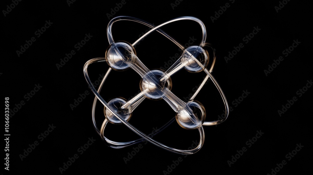 Poster abstract representation of atomic structure in 3d
