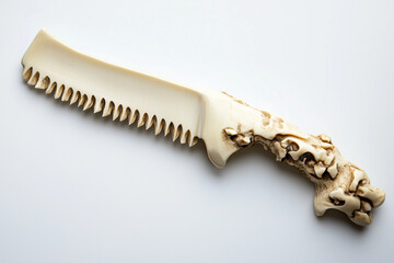 Bone Knife with Serrated Edge Suitable for Sawing &ndash; 3D Ivory Saw on White Background