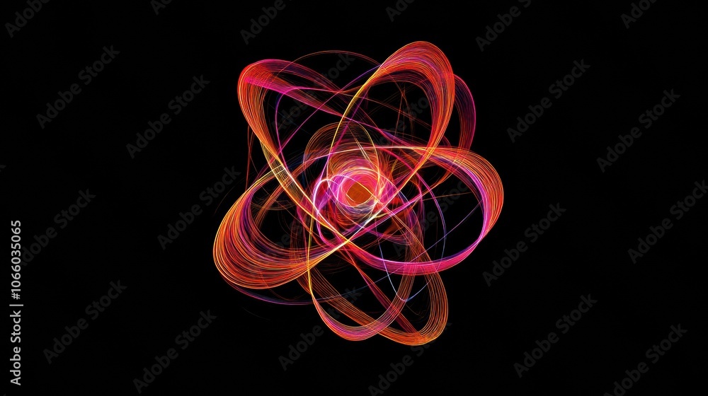 Poster abstract colorful 3d atomic structure design