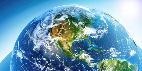 Fototapeta premium Stunning image of Earth from space, showcasing the planet's land masses and oceans.