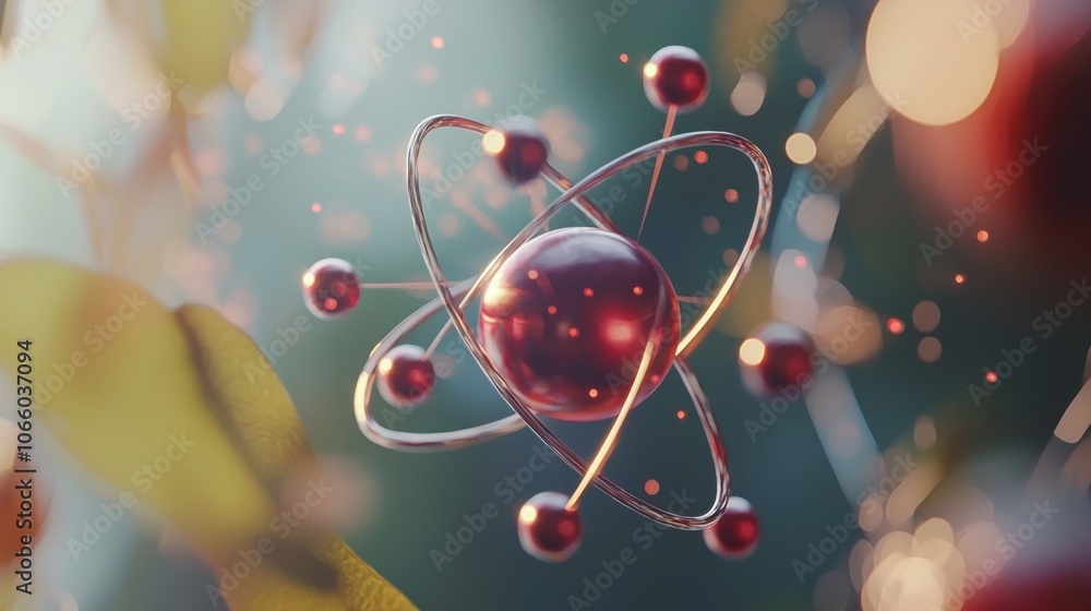 Poster abstract atom structure with colorful background