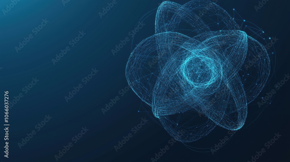 Poster abstract blue particle wave structure visualization