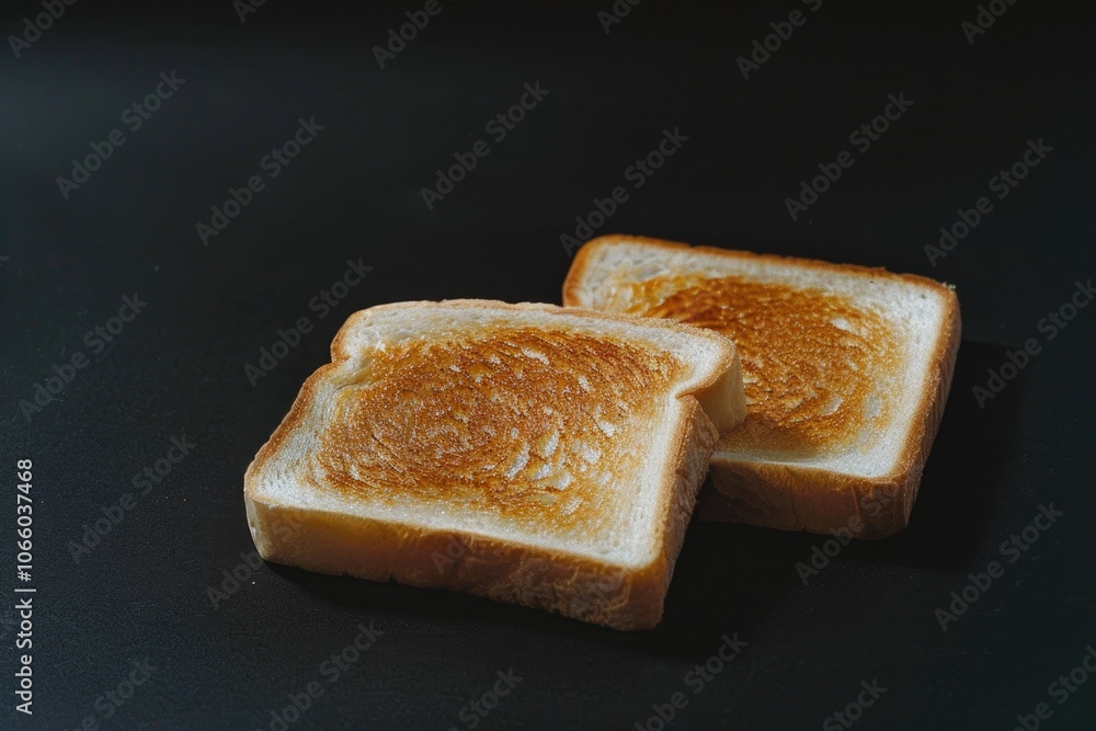 Poster two slices of toast with butter on top. the toast is brown and crispy. the butter is melted and spre